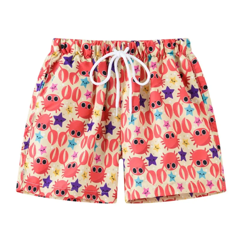 Kids' Cartoon Print Beach Shorts (4)