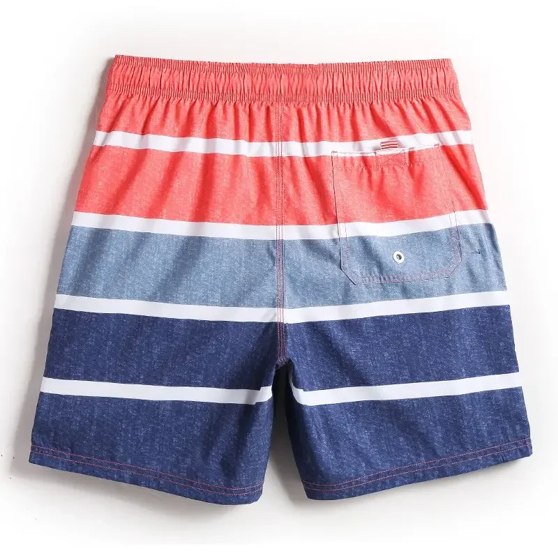 Striped Print Sports Beach Shorts (2)