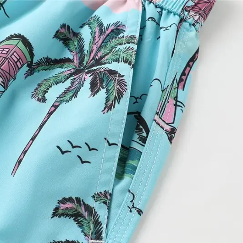 Unisex Tropical Print Beach Shorts (6)